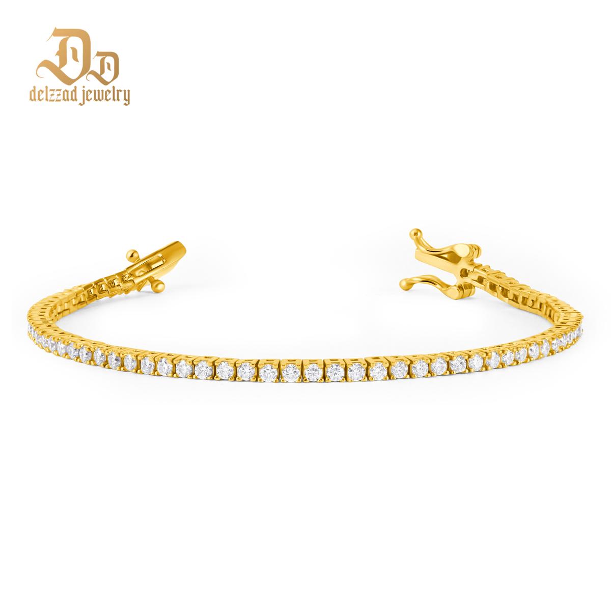 Delzzad 18k Gold-Plated Tennis Bracelet VVS D Color Synthetic Moissanite S925 Sterling Silver Tennis Chain Birthday Anniversary Mother's Day Christmas Gifts for Men Women With Giftbox