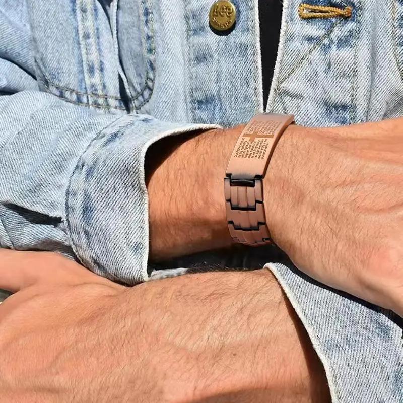 Copper Magnetic Bracelet for Men,Ultra Strength Cross Bracelet With Ring Include Adjustable Link, Jewelry Gift Wearable