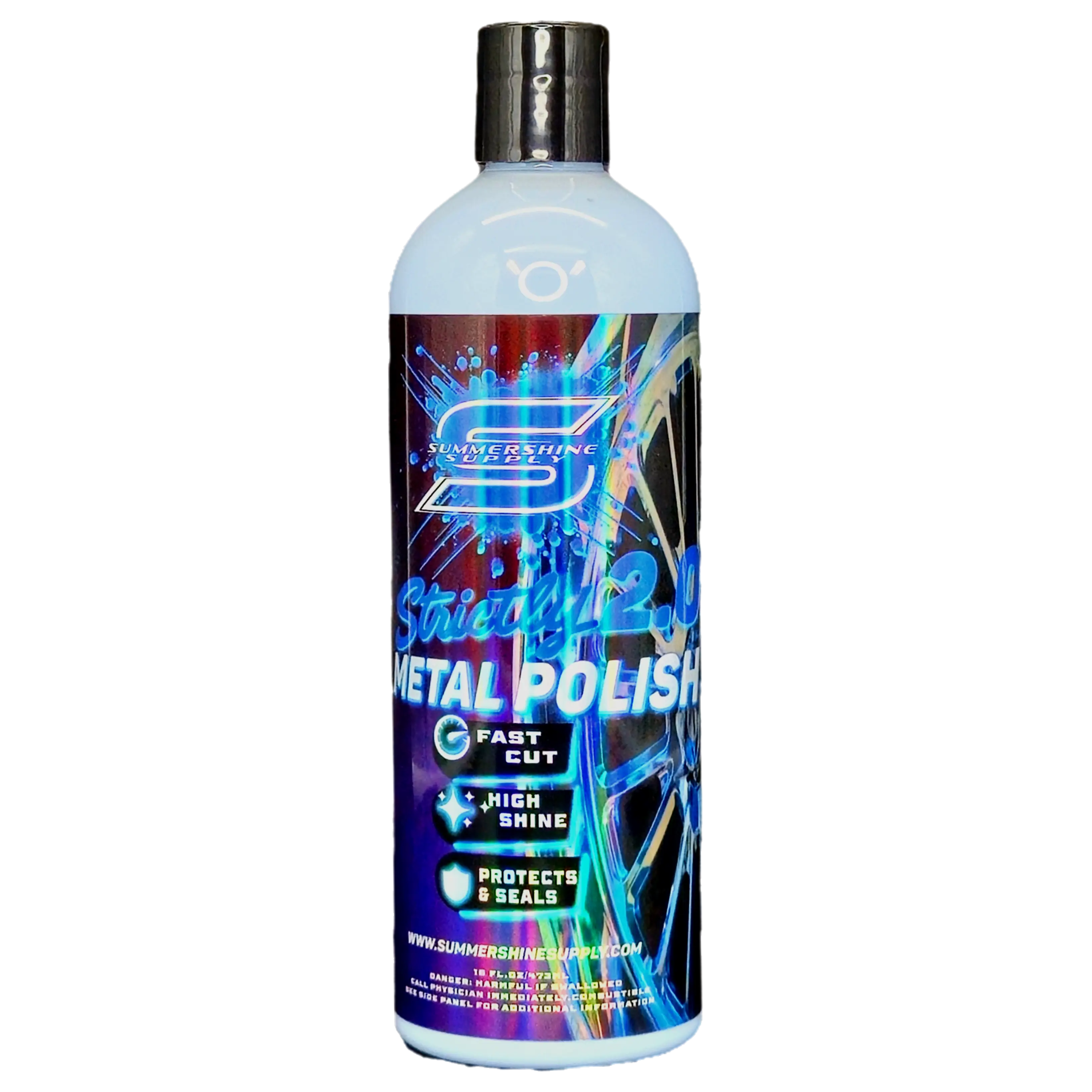 Summershine Supply Strictly Metal Polish, Fast Cut Formula, High Shine Solution for Automotive & Motorcycle Paint Care, Compatible with Polishers