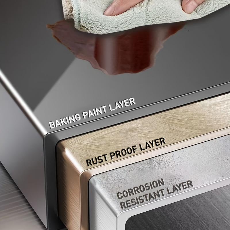 Multi-Functional Kitchen Storage Rack with Cabinet Door Access - Black Metal Countertop Organizer for Dishes, Utensils, and Cookware with Drain Tray, Towel Holder, and Spice Shelf, Sink Storage Solution Functional Kitchen Accessory