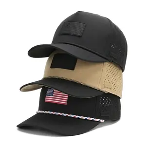 American Flag Golf Hats 3-Pack – White, Black, and Blackout Performance Rope Cap – Perfect Golf Gift Bundle