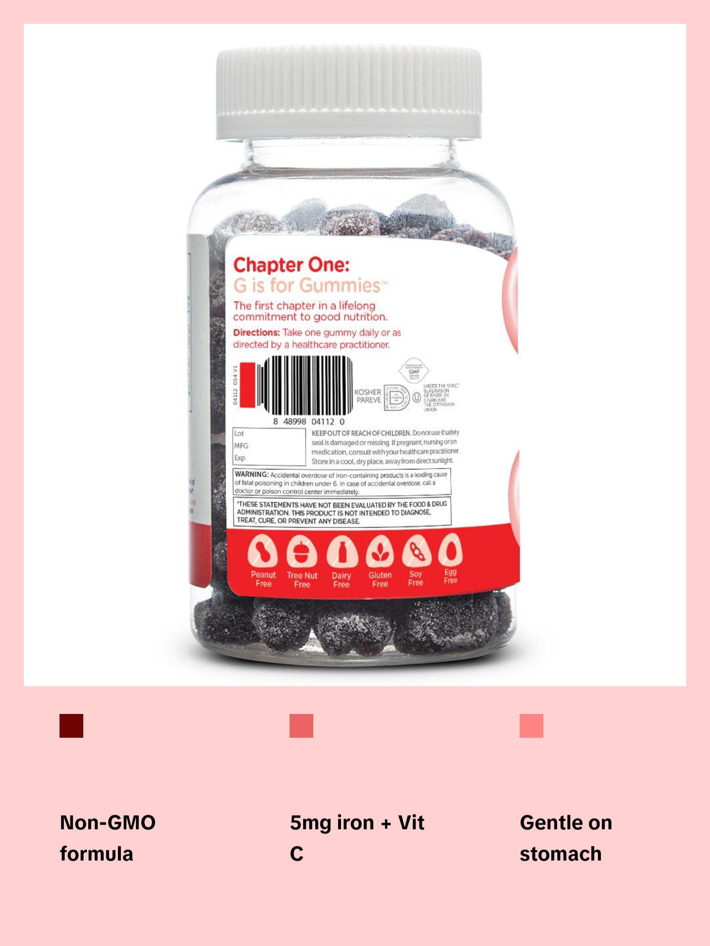 Zahler Iron Gummies with Vitamin C - 60 Count - Kosher Iron Supplement for Women Men & Kids - Gentle on Stomach Non-GMO Natural Dietary Healthcare