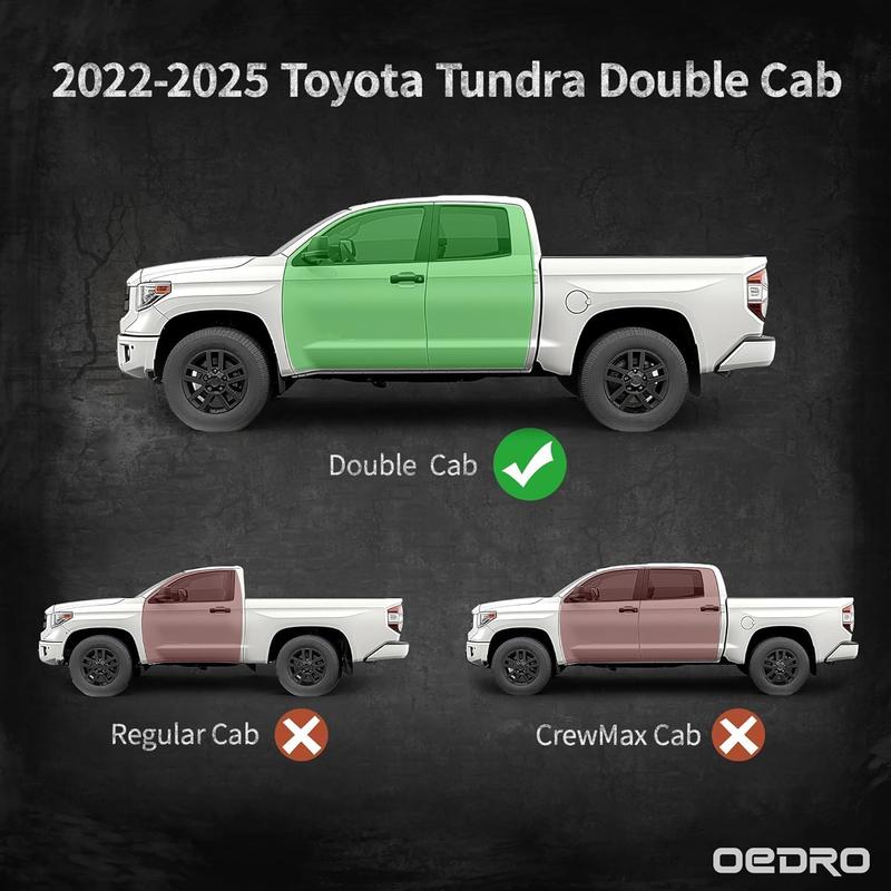 OEDRO Floor Mats Fit for Toyota Tundra 2025-2022 Double Cab, TPE All Weather Tundra Floor Liners Custom Fit 1st & 2nd Row Car Mats