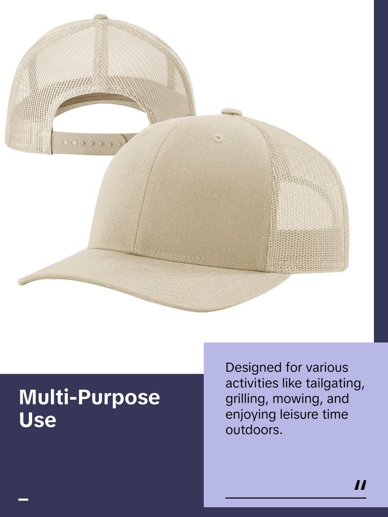 Men Women Plain Cotton Trucker Cap with Breathable Mesh Back Baseball Hats