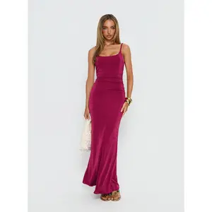 Lavonne Ruched Maxi Dress Plum