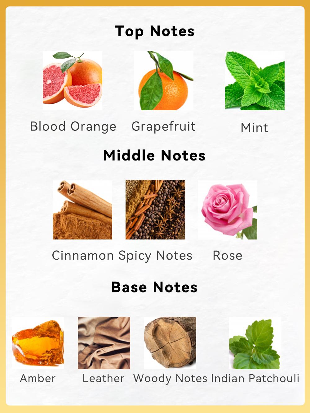 3.4 Fl Oz Men's Eau De Toilette Spray, With Amber & Cinnamon Long-Lasting Perfume, Perfect For Dating, Daily Life, Parties, Gift Giving, Notes Of Blood Orange, Grapefruit, Mint Cologne