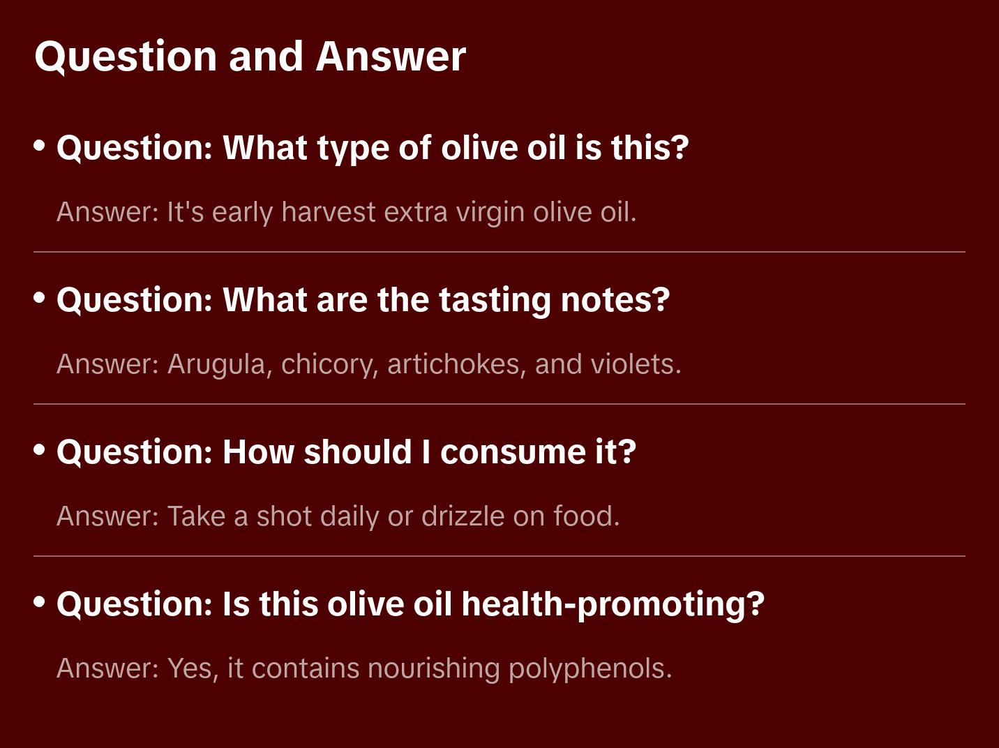 The Governor, Limited Edition Early Harvest Extra Virgin Olive Oil