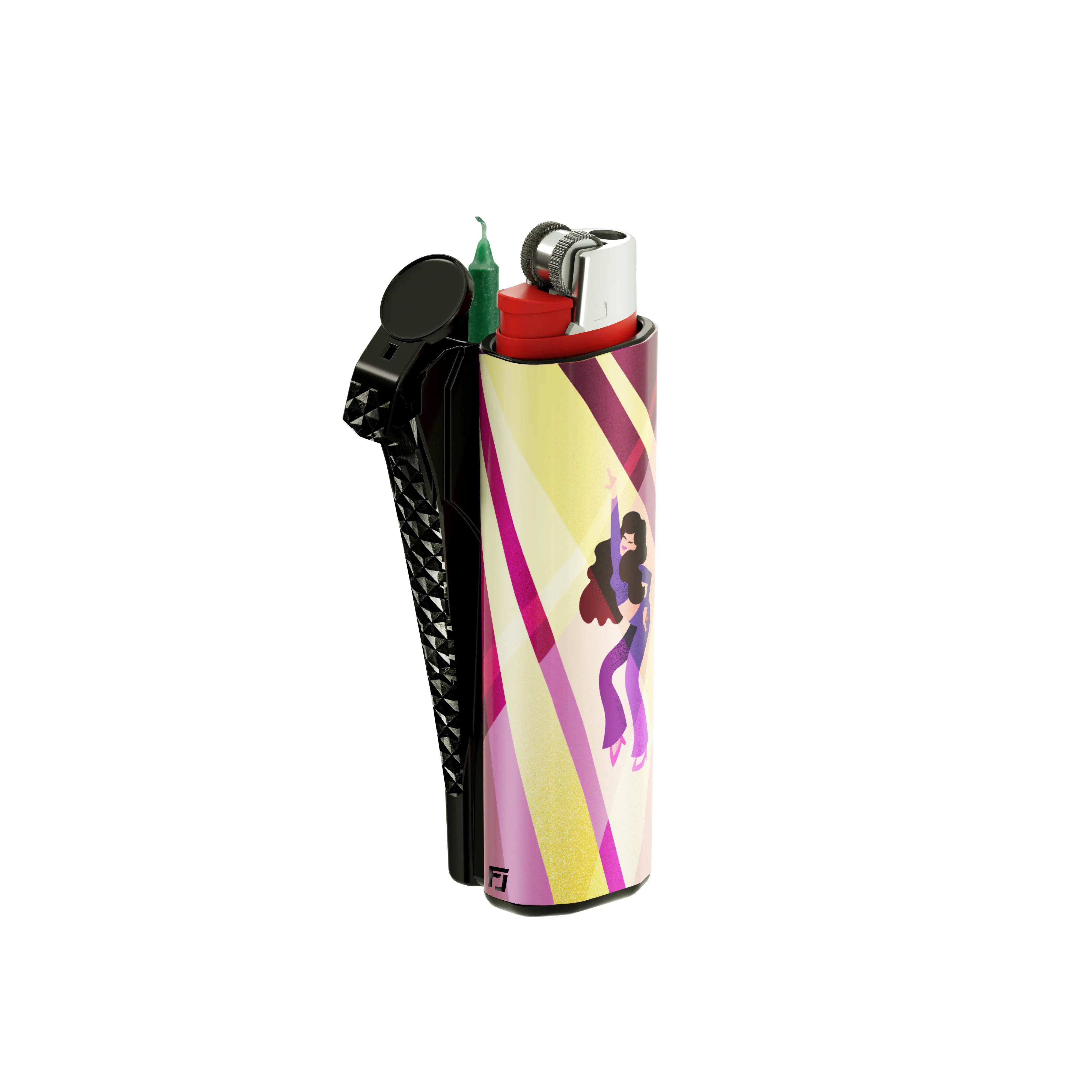 Fatty Jacket NIGHT FEVER Lighter Case – Retro Disco Ball Textured Compact Lighter Holder with Storage Compartment, Lightweight Festival & Camping Accessory