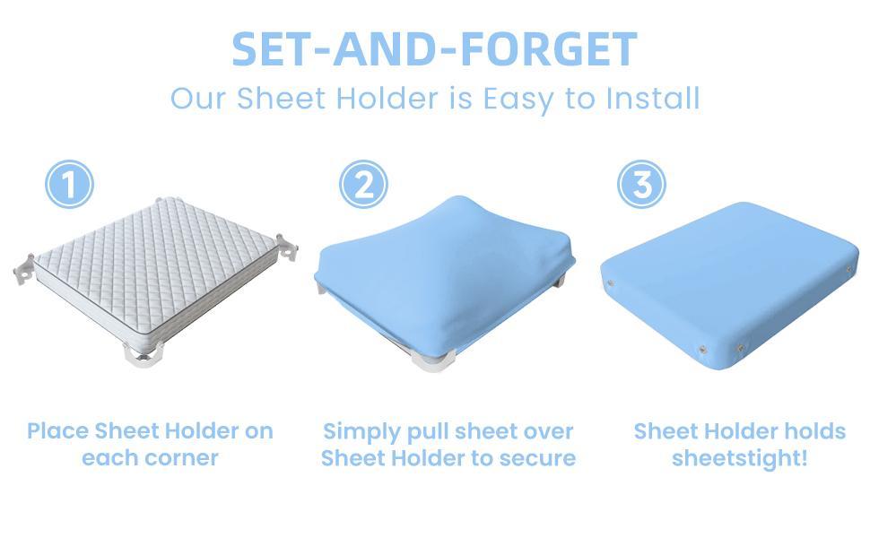 Bed Sheet Holder Straps, Adjustable Fitted Sheet Fasteners, Keep Sheets Snug No Slipping, Heavy Duty Elastic Mattress Sheet Clips for All Bed Sizes, Easy to Install Sheet Grippers for Home Bedroom Hotel Dorm Room, Washable and Durable Sheet Fixer