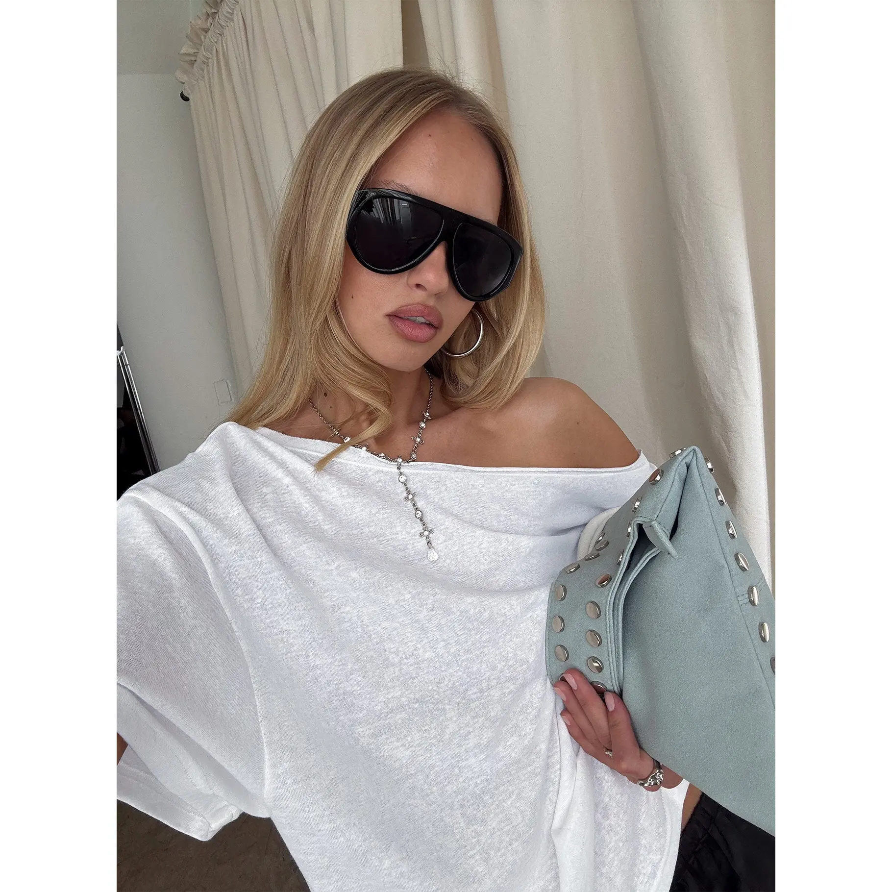 Winny Off Shoulder Tee White