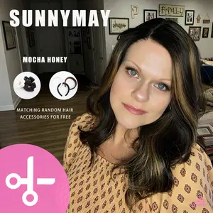 SUNNYMAY Japan Silk Premium Collection Mocha Honey T-Lace Freestyle Parting Synthetic Fiber Nordic Hairline Glueless Lace Front Wig, 120% Density Low Volume, Deep Wave, Chocolate Brown, Headband, Stylist Friendly, Stylist Friendly Wig, Female