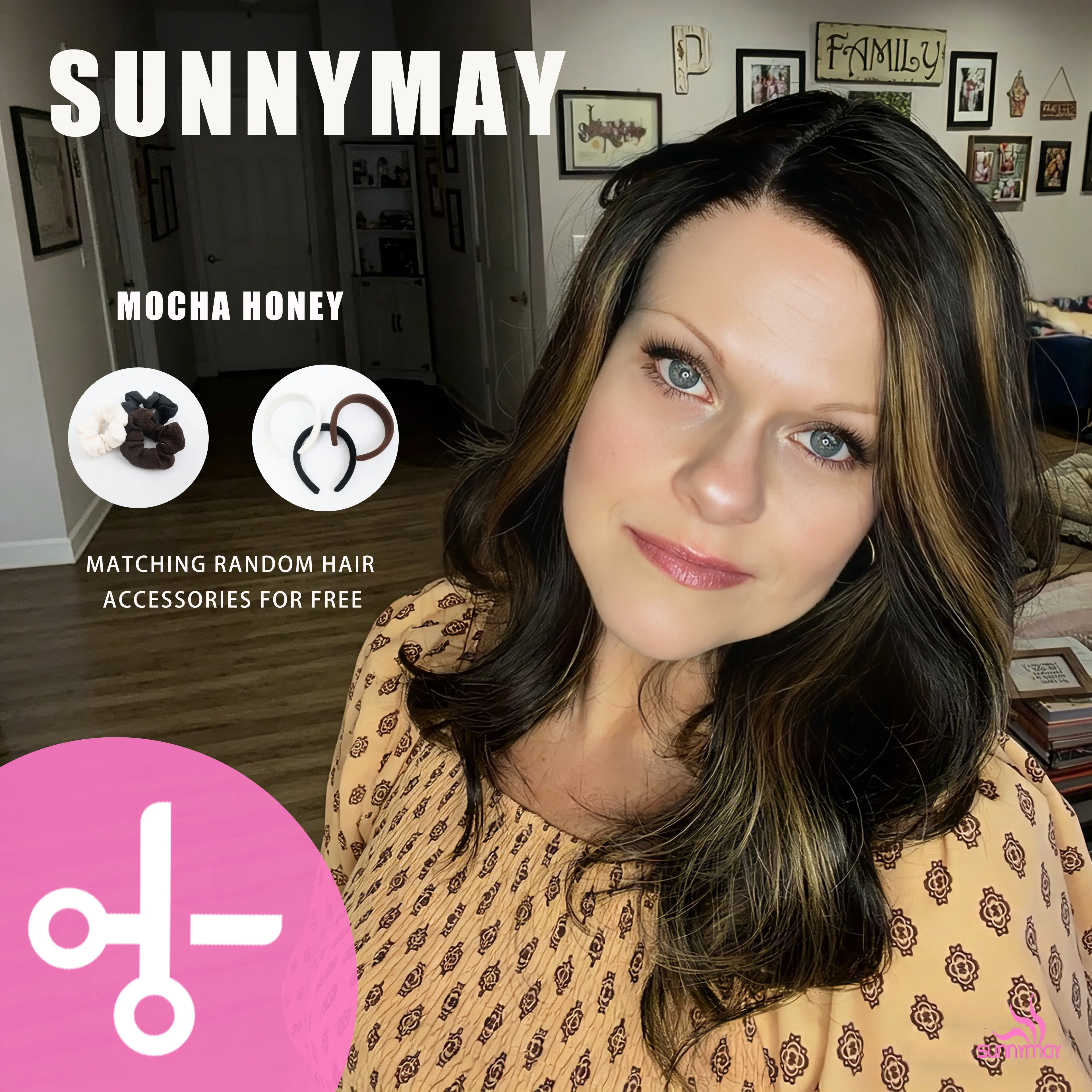 Sunnymay Hair Glueless Deep Wave Wig in Chocolate Brown, 120% Low Density Japanese Silk Synthetic Fiber, Heat Resistant with Lace Free-Cut Design, Wavy Hair, Female, Stylist Friendly Wig, Dates, Everyday Commuting, High-End Feel, Waves