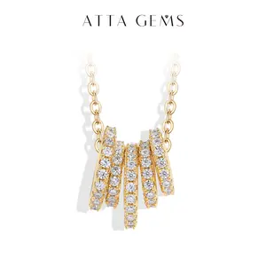 ATTAGEMS Fashionable Shining Lab-Grown Moissanite Necklace 18K Gold Plated Exquisite Pendant Luxury Jewelry Wedding Anniversary Birthday Gift for Women N063
