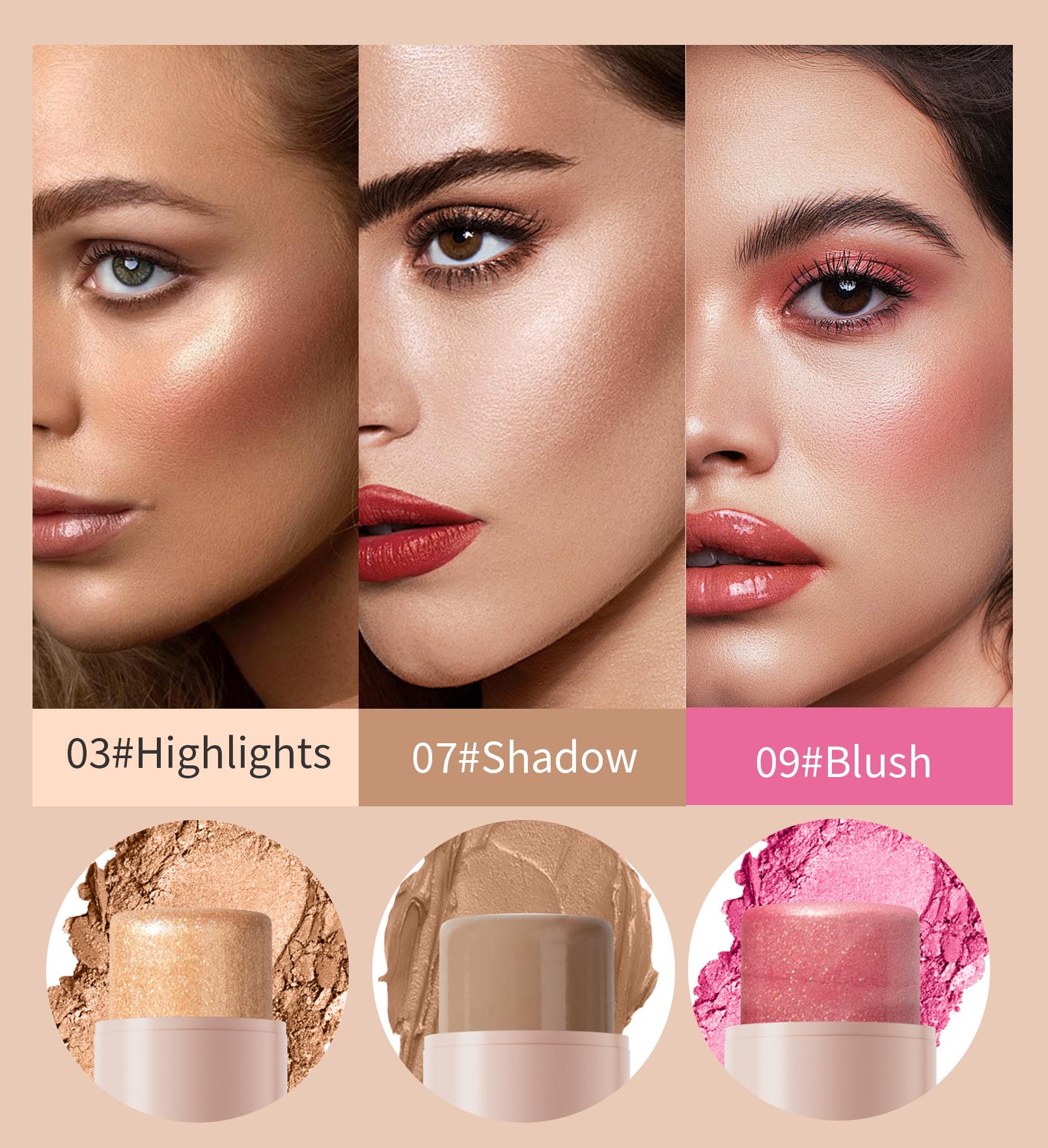 Makeup Face Brown Bronzer Contour Stick Contouring Bronzer Stick Highlighter Brightening Blusher Stick Rouge Cream Concealer Pen