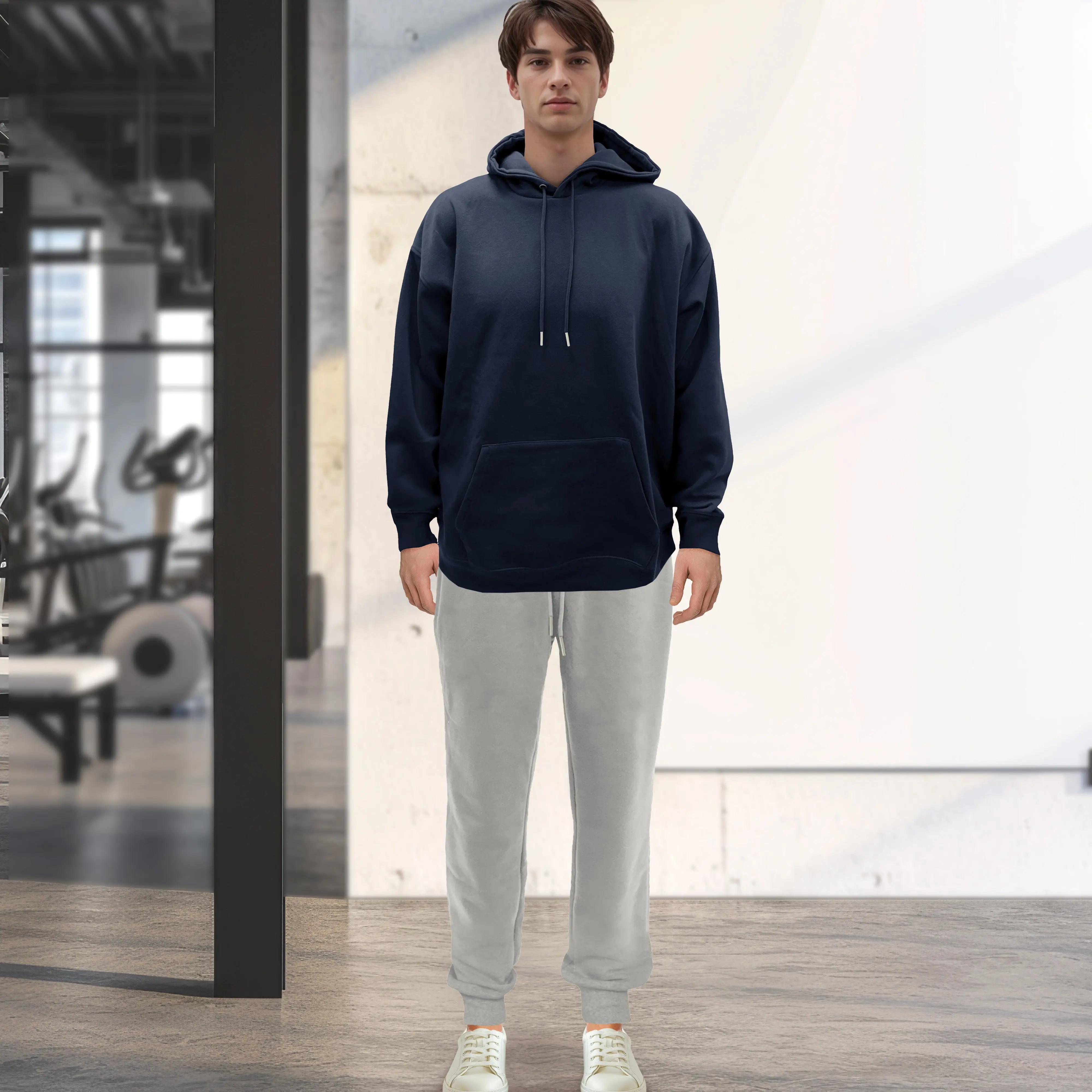 Elegant Comfort Men's 2-Piece Cotton Jogging Tracksuit – Comfortable Athletic Sweatsuit Set
