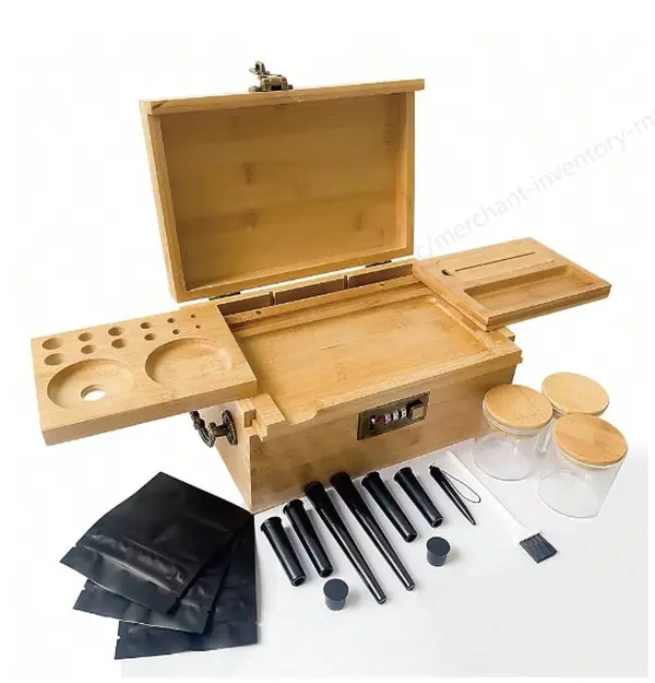 Bamboo Box with Combination Lock Home Decorative Storage Box Organizer for Coffee Bean Candy Tea Great Gift