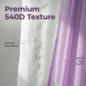 Window Wear 8 Panels 34X84 Inches. Customized package. 4 panels are Dolly fabric embroidered curtains, 4 panels are 540D fabric chiffon. All have rod-in-head design. High-end, elegant, enhances indoor aesthetics. FT7005 + L21