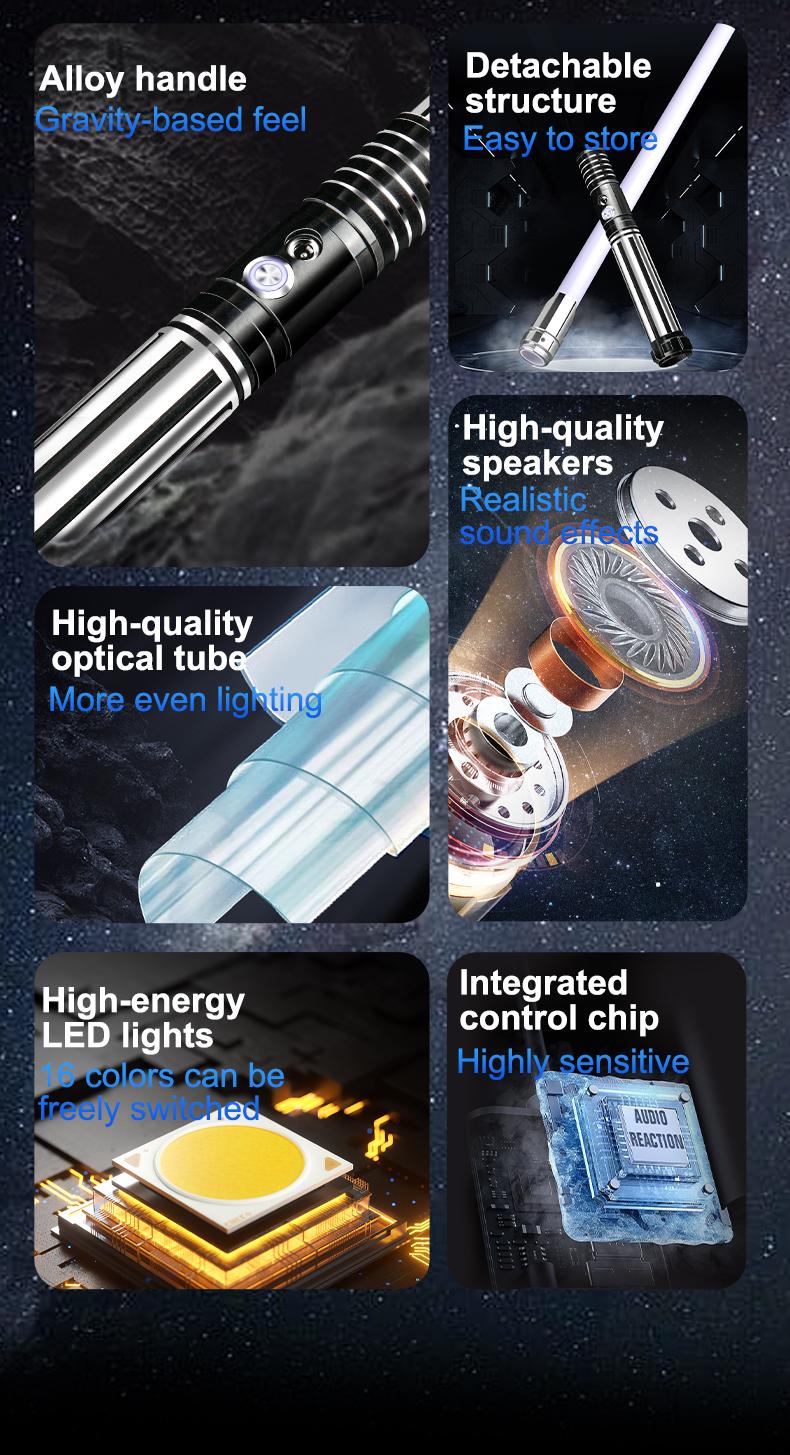 Smooth Swing Real Light Saber 16 Sound Fonts, Motion Control Light Sabers, Infinite Color Changing and 16 RGB Light Saber for Adults Support Heavy Dueling