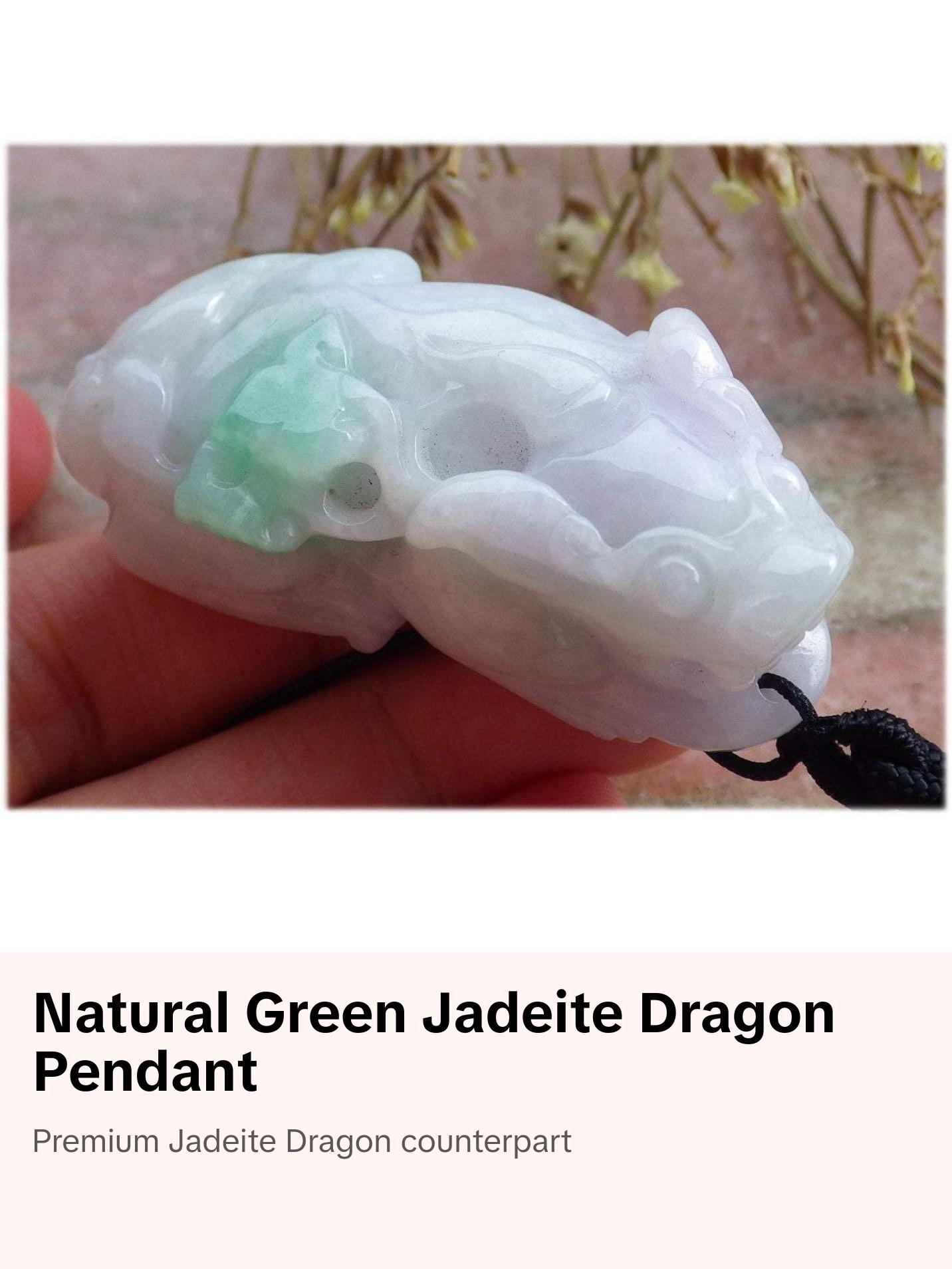 Certified Hand Carved Natural Green Myanmar Burma A Jade jadeite Dragon Pi Xiu Pendant Necklace