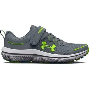 Under Armour Boyss' Pre-School UA Assert 10 Wide Alternate Closure Running Shoes Gravel/Glacier Blue/Lime Surge - 3026186-101