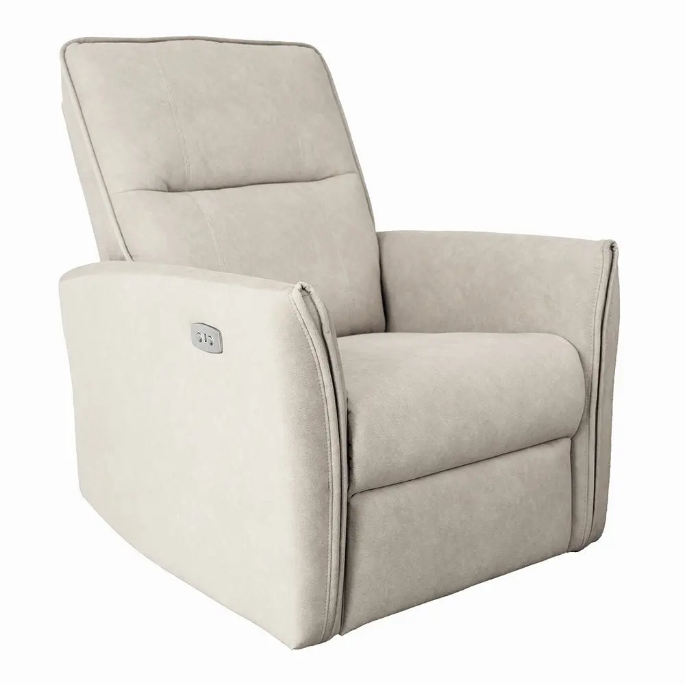 Ashland Cream Suede Ergonomic Recliner Chair - Adjustable Modern Recliner, Cozy Reading Chair, Premium Fabric Accent Piece for Midcentury Modern Living Rooms