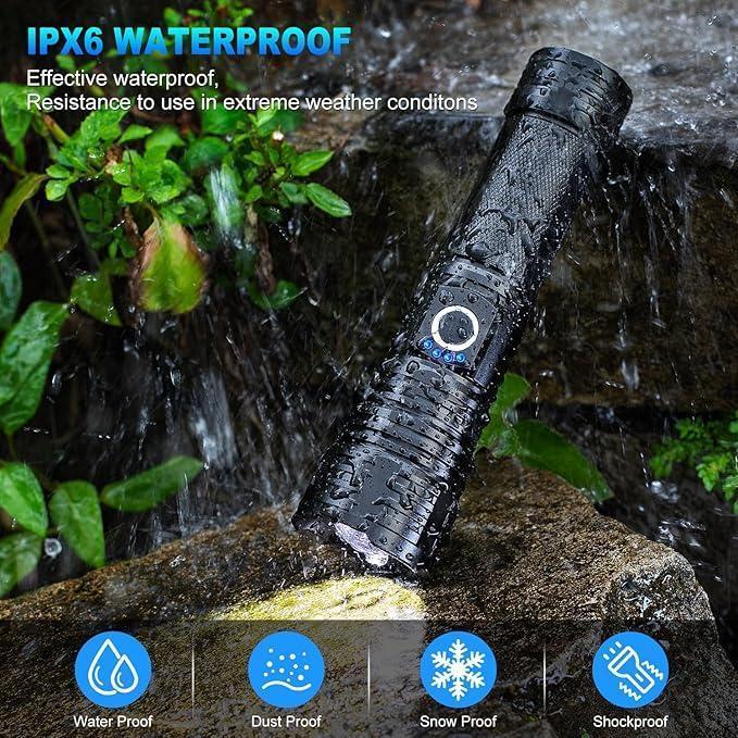 Rechargeable LED 90,000 High Lumens Flashlights,2 Pack Super Bright Flash Light with Cob,3 Modes Waterproof Powerful Flashlight for Home,Camping