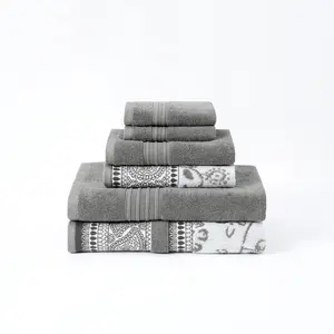 Modern Threads Ophelia 6 Piece Yarn Dyed Towel Set, Stone