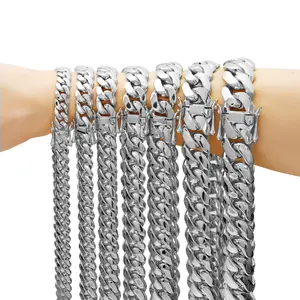 NOREL Heavy Cuban Link Chain for Men – High-Polish Stainless Steel Necklace & Bracelet