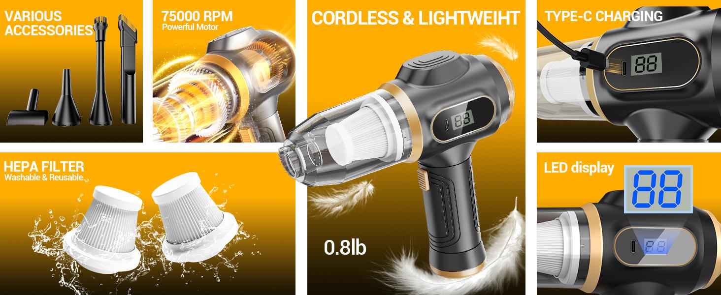γfathersdaygiftγBelibuy Handheld Cordless Car Vacuum Cleaner: 9000Pa powerful suction, 6-in-1 portable vacuum cleaner with a smart display, ideal for cars, homes, offices and pet care. A portable cordless cleaner. The perfect gift for your loved ones. γfathersdaygiftγBelibuy Handheld Cordless Car Vacuum Cleaner: 9000Pa powerful suction, 6-in-1 portable vacuum cleaner with a smart display, ideal for cars, homes, offices and pet care. A portable cordless cleaner. The perfect gift for your loved ones.