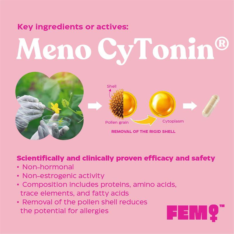 UPSA FEM MENO Non-Hormonal Menopause Support – Clinically Proven Pollen Extract for Hot Flashes, Night Sweats & Irritability
