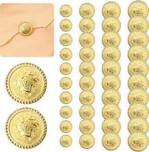 Metal Button 40 Pc  Set Gold Blazer Buttons Sewing Women's Vintage Brass Emblem Shank Buttons Men's Suits Jeans Jacket Sport Coat