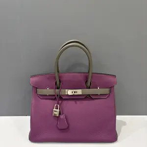 Pre-owned HERMÈS Leather tote bags Hermes Birkin 30 Togo P9 Anemone 8F Etain (ko012826m0)