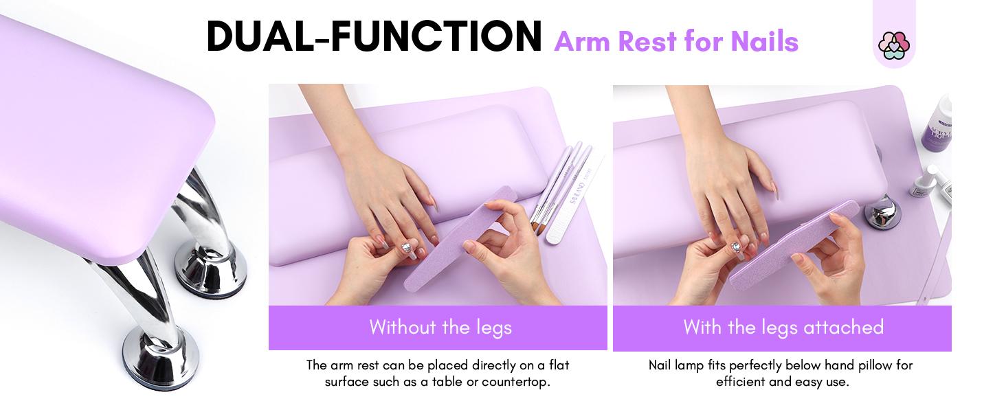 SAVILAND Purple Arm Rest for Nail Techs Super-Comfortable with Microfiber Leather Mat Height-Adjustable Hand Pillow for Manicure Ideal for Salon Use SAVILAND Purple Arm Rest for Nail Techs Super-Comfortable with Microfiber Leather Mat Height-Adjustable Hand Pillow for Manicure Ideal for Salon Use