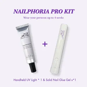 Nailphoria PRO KIT with Solid Nail Glue Gel and Handheld UV Light