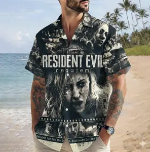 Resident Evil 9 Requiem Hawaiian, Leon Kennedy, Grace Ashcroft Button Up , Re4 Zombie Video Game Shirt, Survival Horror Hawaiian Shirt