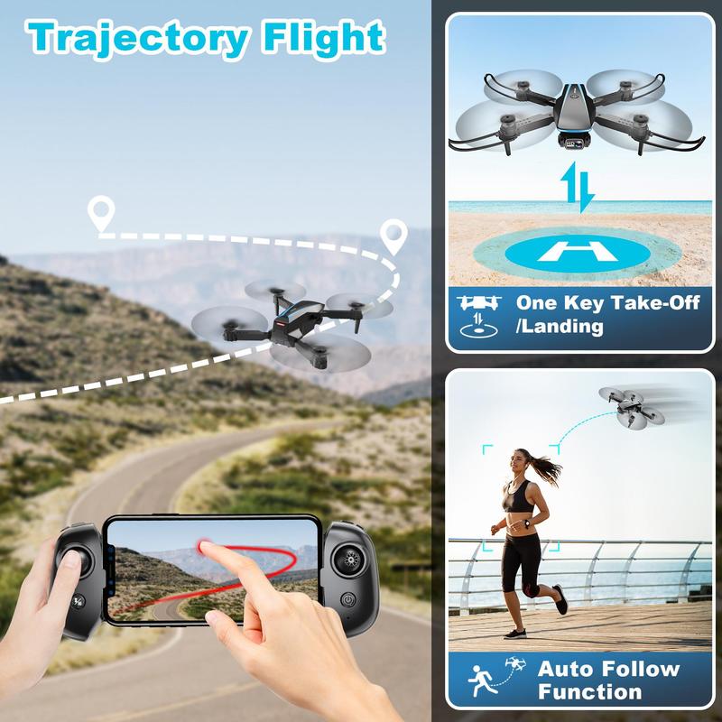 1080P HD Camera Drone for Beginners (Kids/Adults) - Foldable Mini Design, Stable Hover, Trajectory Flight, 90° Lens, 3D Flip, One Key Start - Gift Idea!