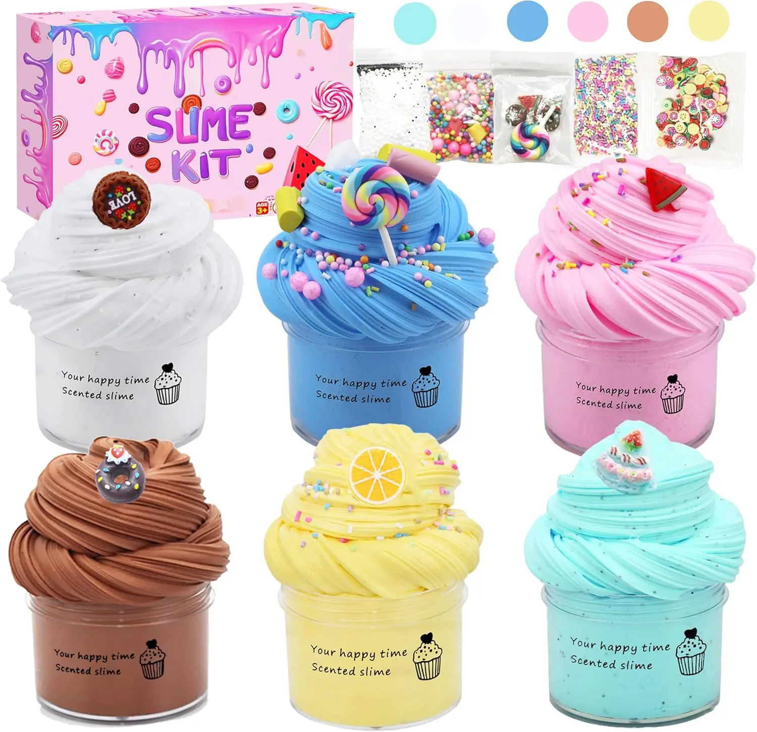 6-Pack Butter Slime Kit - Super Soft, Stretchy, Non-Sticky Unisex Slime & Squishy Toys, Stress Relief Gift for Kids, Birthday Present