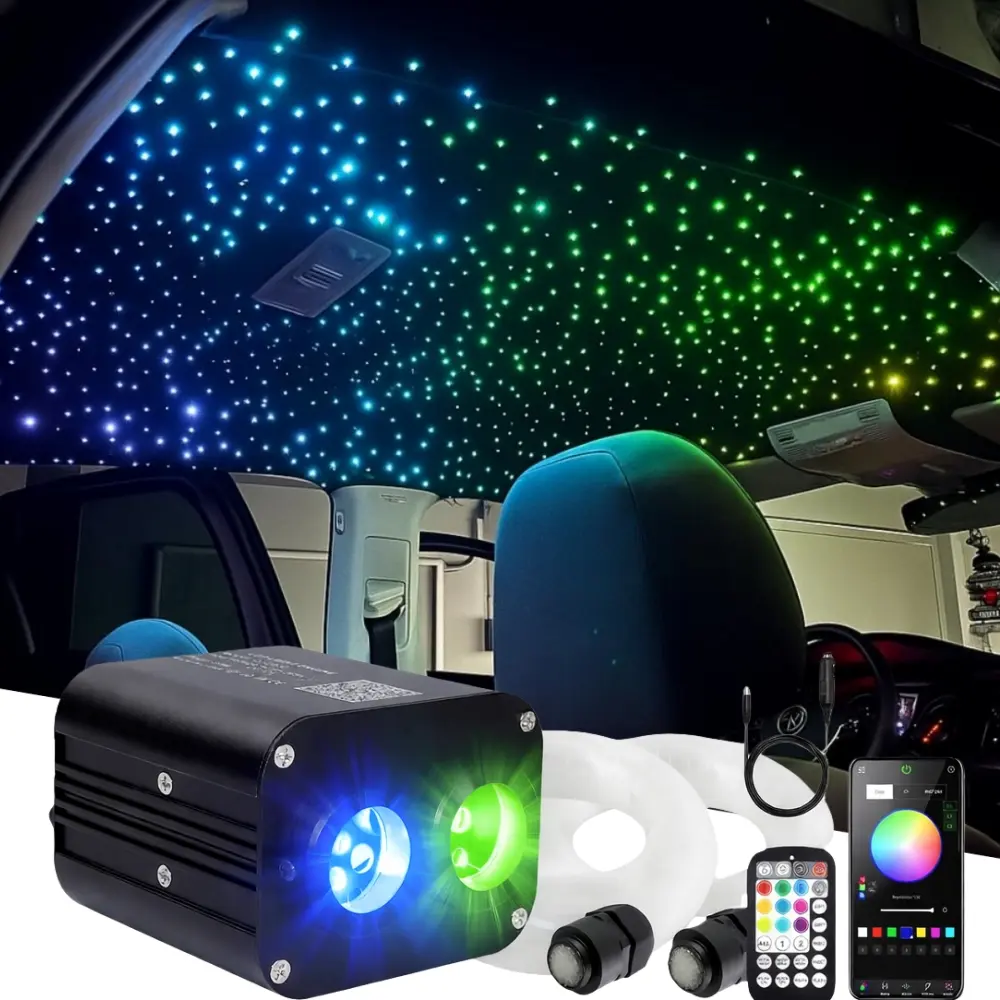 20W Dual Color 1000 Starlight Headliner Kit with Twinkle, RGBW LED Fiber Optic Starlight Projector, Car Interior Lighting for Vehicle Roof, Ambient Lighting Luxury Decor, Cool Truck Accessories for Men, Ambient Lighting Car