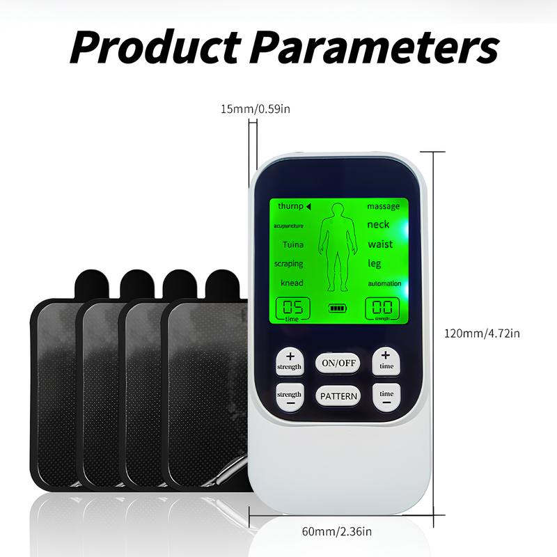 All-Round Muscle Relaxation, Long-Lasting 40-Hour Battery, Body Pulse Massager Portable Electric Stimulators 6 Timed Modes and 10 Massage Patterns with Reusable 8 or 4 Pads TENS EMS Unit for Back, Shoulder, Neck, Sciatica Massage, for Daily Comfort