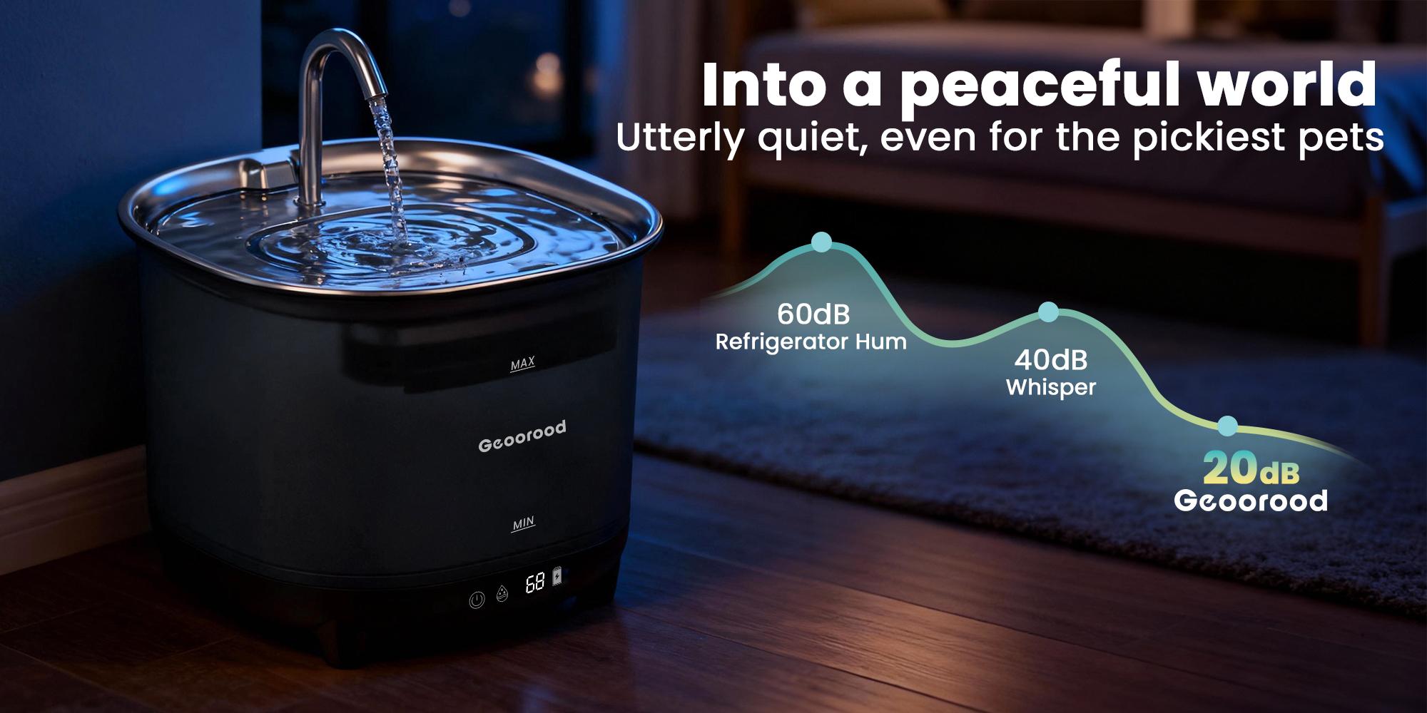 Geoorood Cat Water Fountain Cordless, 101oz/3L Wireless Pet Water Fountain for Indoor Cats, Battery-Operated Cat Drinking Fountain with Motion Sensor, Ultra-Quiet Pump, BPA-Free#Summervibes #petlovers