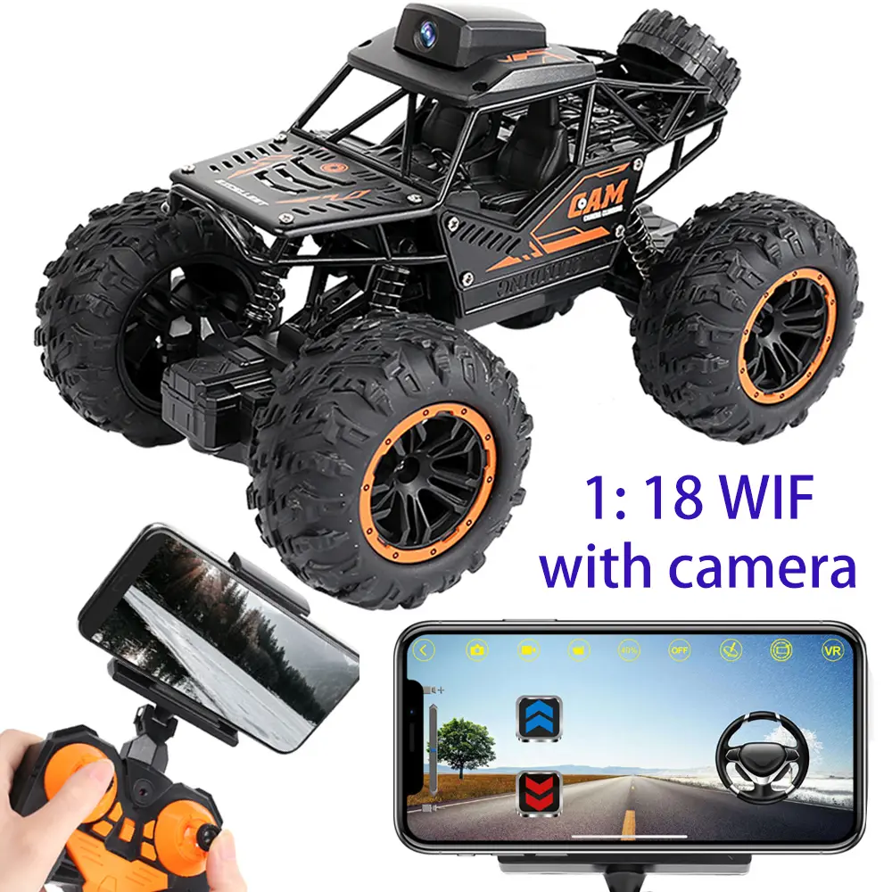 1:18 Scale Metal Alloy 2.4G 4WD Off-Road Climbing SUV, Camera Remote Control Car with 720P Camera, Mobile App Control, Live Streaming, Record Photos/Video & Easy Playback for Rough Terrains Rc Car Remote Control Crawler