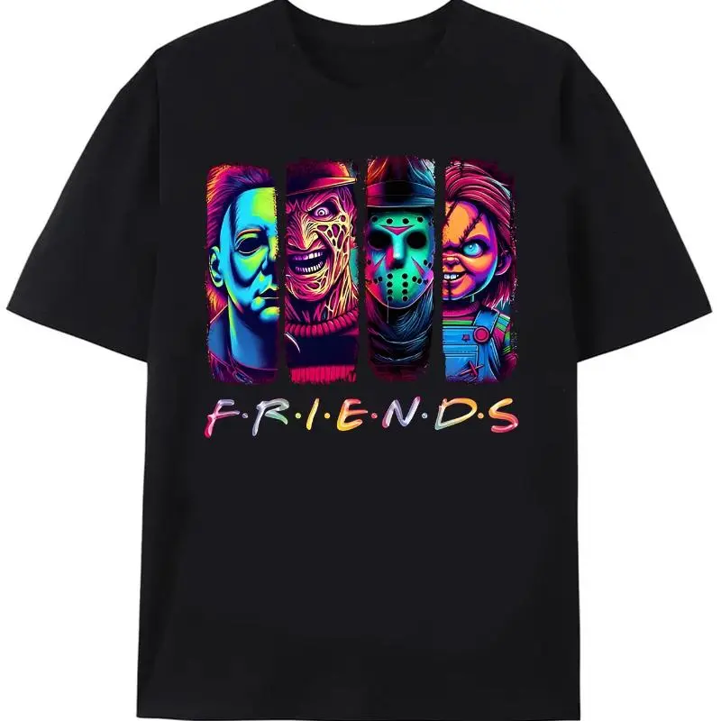 Halloween vintage neon graphic shirt,Everyone is a killer Black horror character print, horror Halloween, horror killer, retro Halloween T-shirt,Give him/her the top gift cotton  on Unisex Cotton T-Shirt Crew Neck Blouse Womenswear Fitted