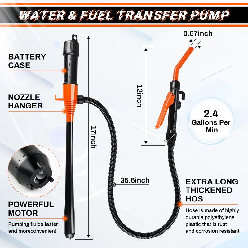 SINGARO Portable Power Battery Pump, Battery Powered Siphon Fuel Transfer Pump, Electric Fuel/Water Transfer Pump 2.4 GPM,Liquid Siphon Pump with Adjustable Flow Control, Gas Can Pump Ideal