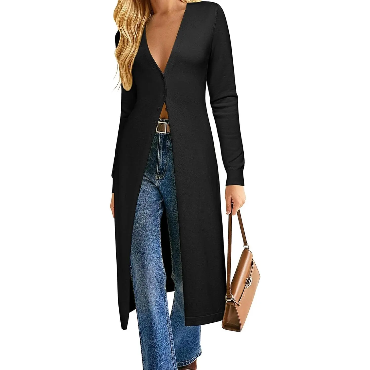 Womens Long Cardigan Trendy, Lightweight Knit Dusters Coat