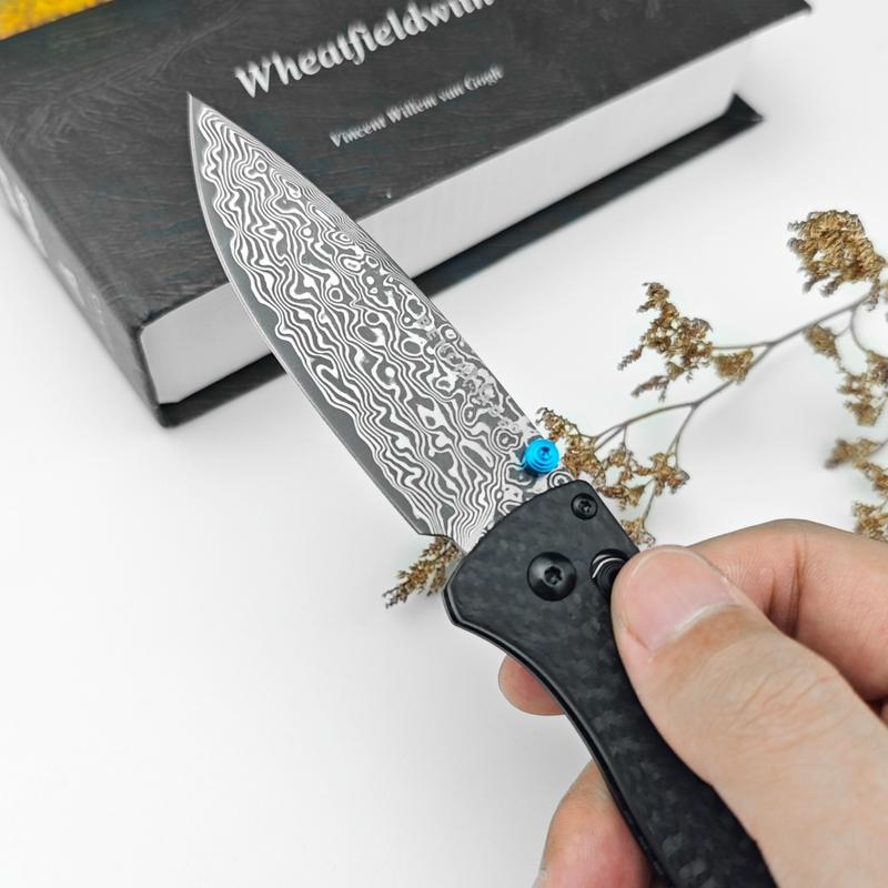 Damasus steel carbon fiber handle folding knife, 535 high-end pocketknife, Axis lock mechanism for smooth opening and closing, premium EDC tool, kitchen knife, Valentine’s Day gift