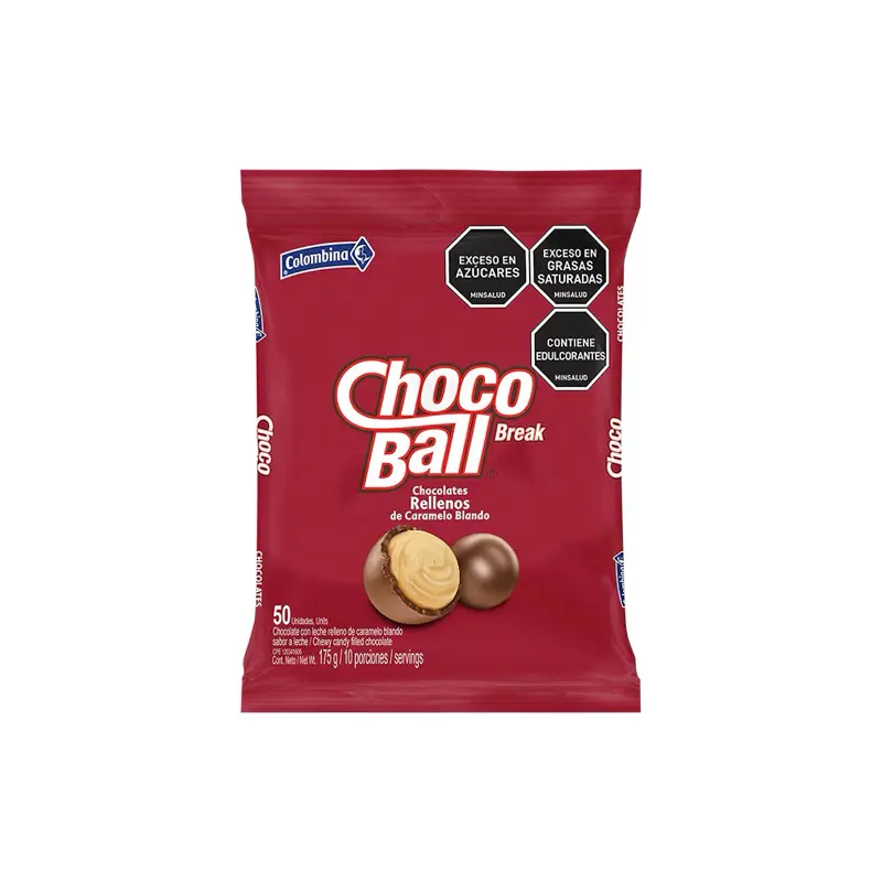 Colombina ChocoBall Break 50 Individually Wrapped Chocolates Filled with Caramel 175g