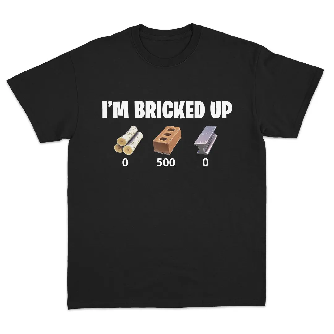 Men's Short-Sleeve Round Neck Soft Streetwear "I'm Bricked Up" Meme Graphic T-Shirt, Funny Casual Top, Unisex Gift for Meme Shirts Fans, Shortsleeve