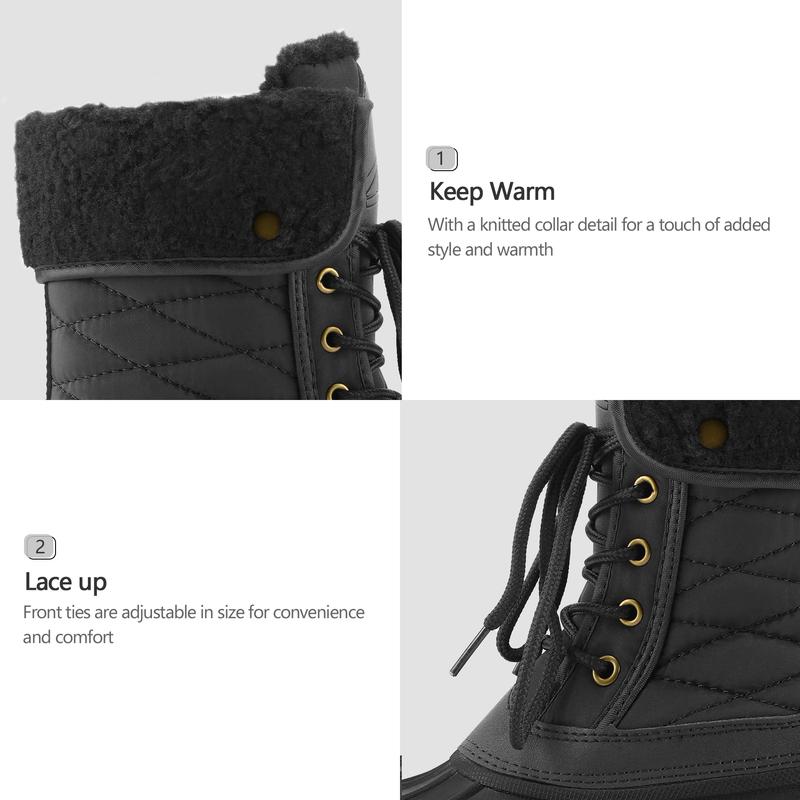 Mysoft Women's Waterproof Warm Lace-up Mid-Calf Snow Boots, Winter Outdoor Shoe, Womensfashion Footwear, Cozy Boots for Women, Perfect Valentine's Day Gift