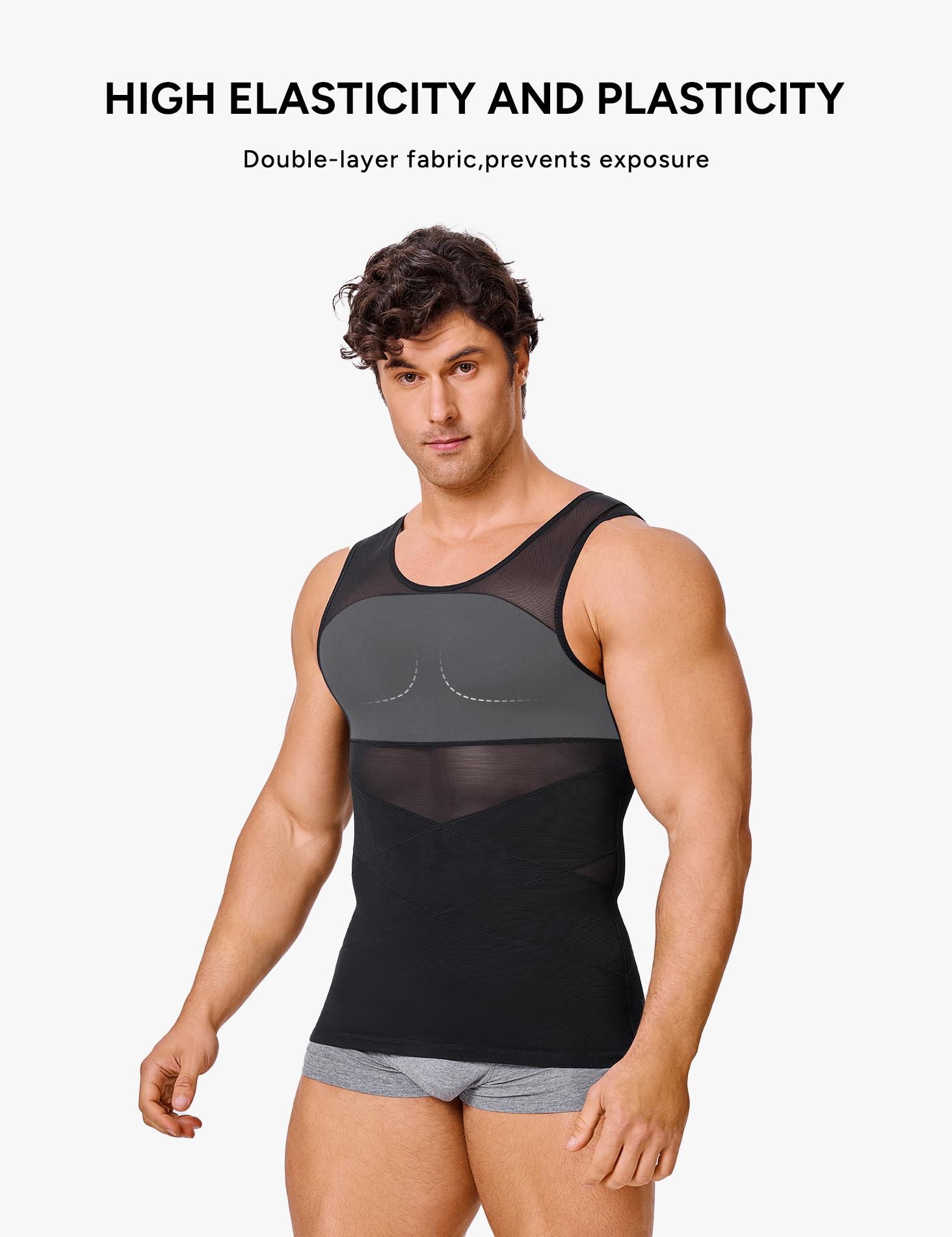 【2 pack】Men's Compression Shirt Shapewear Tanktop Menboobs And Tummy Control Fajas Undershirt 【2 pack】Men's Compression Shirt Shapewear Tanktop Menboobs And Tummy Control Fajas Undershirt