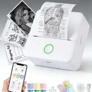 1 Count Portable Mini Printer,USB Rechargeable Bluetooth-compatible Thermal Printer with 5 Rolls Paper, Compatible with IOS & Android, Office Supplies,Pocket Printpod for Phone,Back-to-school gift, New Year gift, Children's Day gift,Party gift